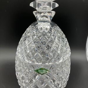 Shannon  Designs Ireland Large Lead Crystal Diamond Cut Pineapple Container.